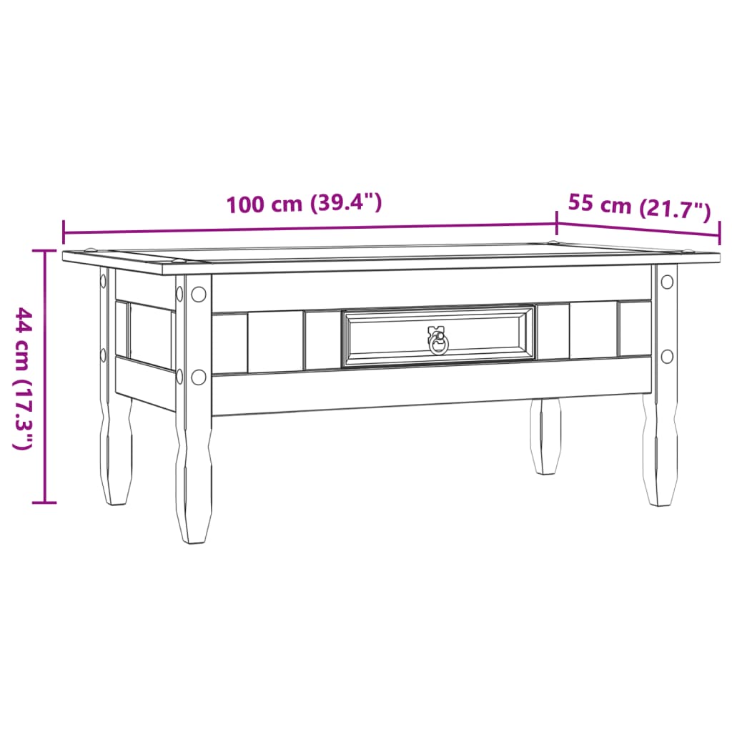 vidaXL Coffee Table Mexican Pine Corona Range 100x55x44 cm