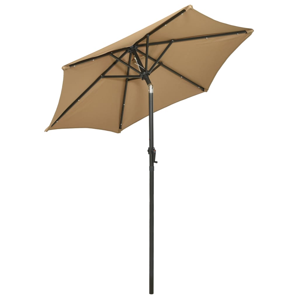 vidaXL Garden Parasol with LED Lights Taupe 200x211 cm Aluminium