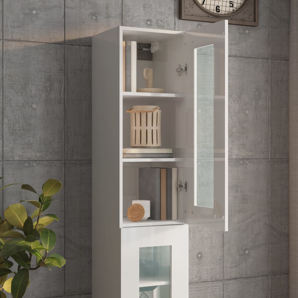 vidaXL Hanging Wall Cabinet High Gloss White 34.5x34x90 cm