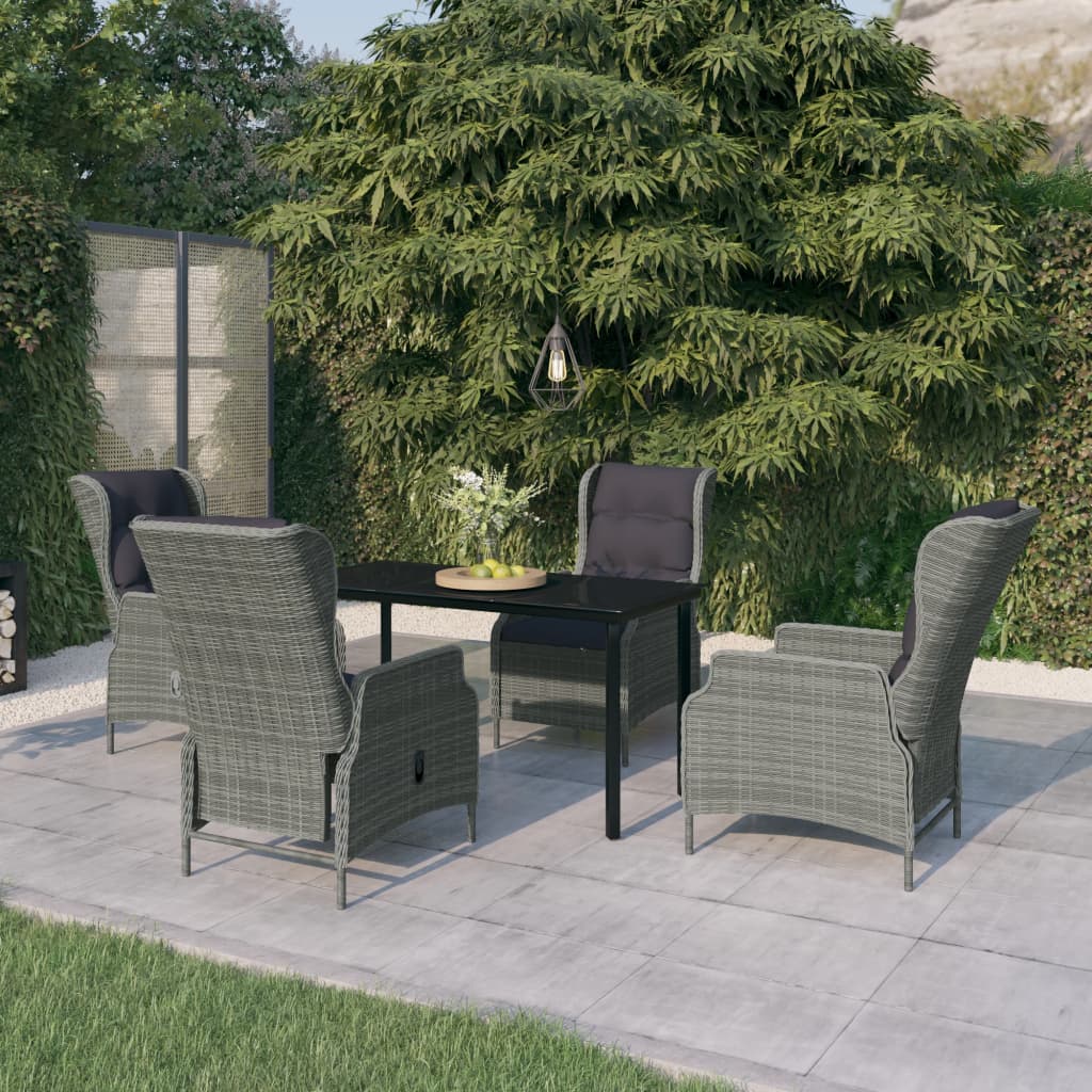 vidaXL 5 Piece Garden Dining Set Light Grey