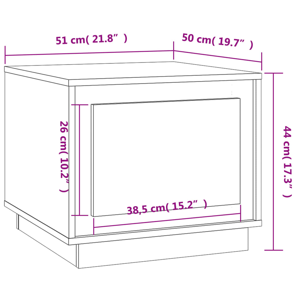 vidaXL Coffee Table Black 51x50x44 cm Engineered Wood