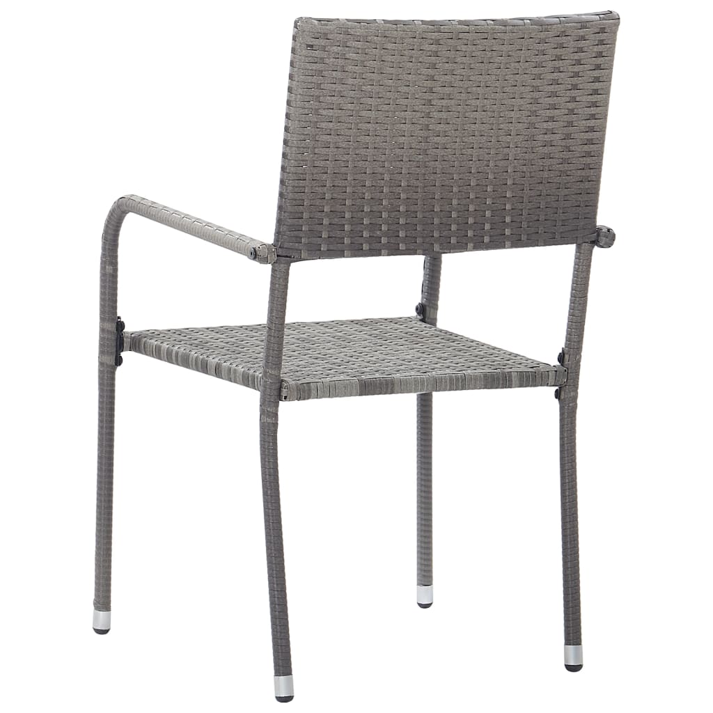 vidaXL Garden Dining Chairs 6 pcs Stackable Grey Poly Rattan