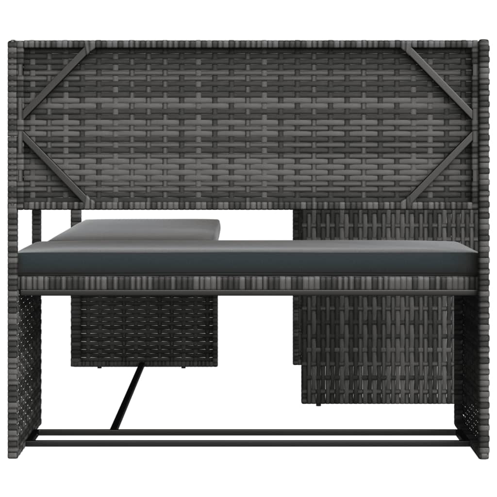 vidaXL Garden Sofa with Table and Cushions L-Shaped Grey Poly Rattan