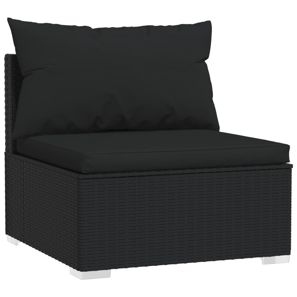 vidaXL 9 Piece Garden Lounge Set with Cushions Poly Rattan Black