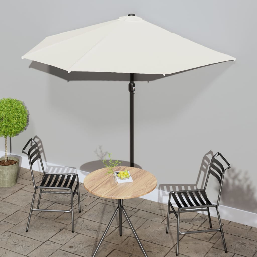 vidaXL Garden Parasol with Aluminium Pole Sand 270x144 cm Half