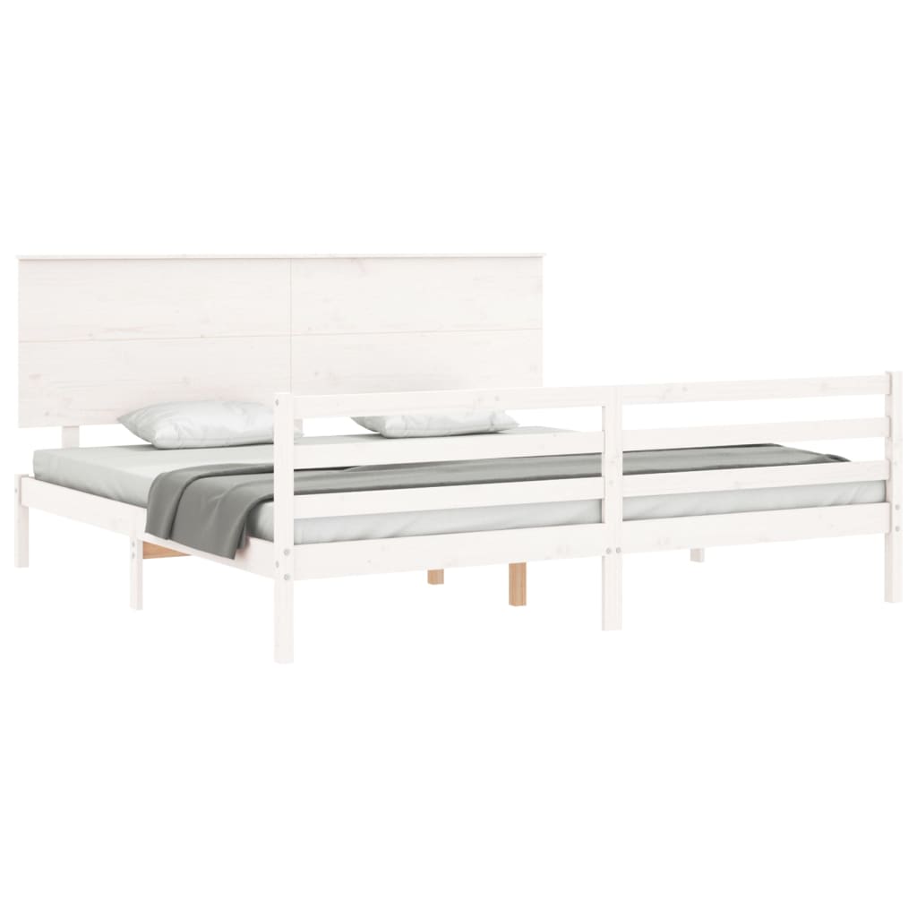 vidaXL Bed Frame without Mattress White Super King Size Solid Wood