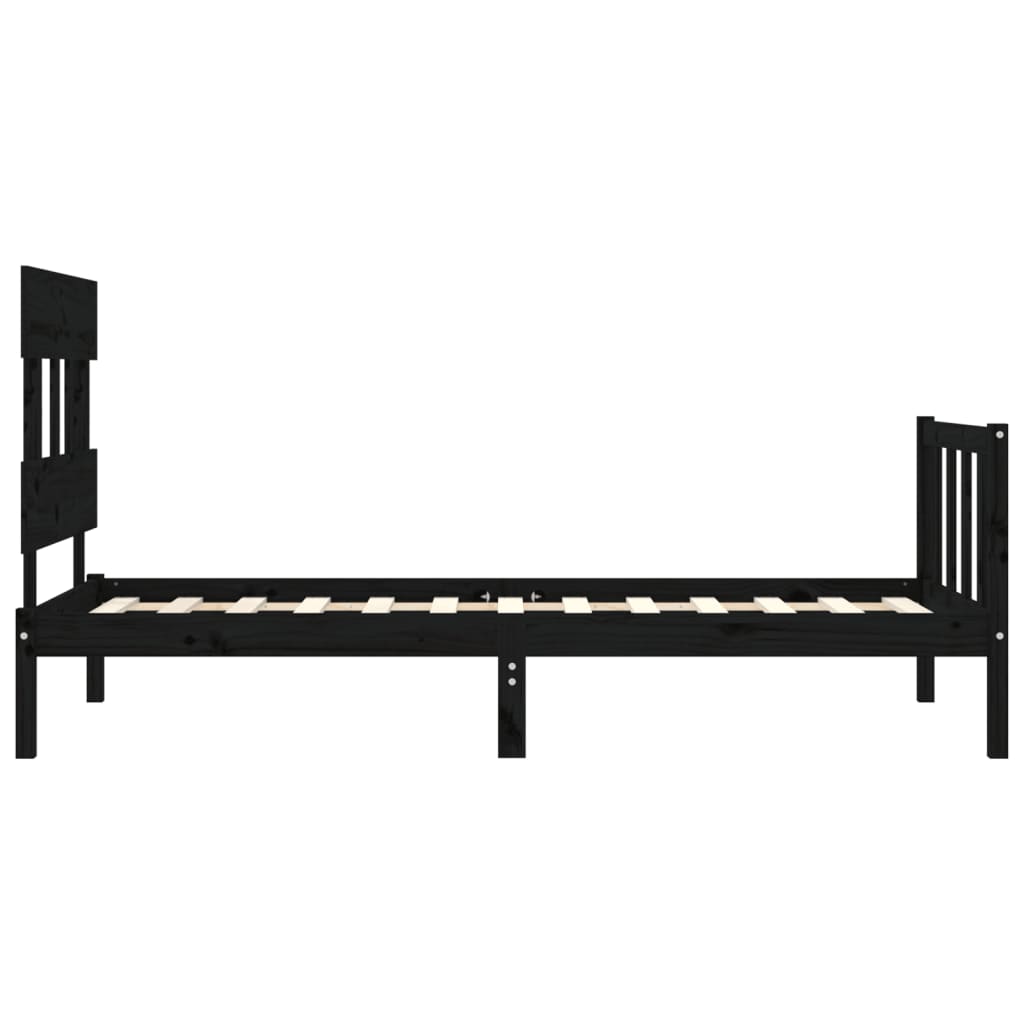 vidaXL Bed Frame without Mattress Black Single Solid Wood Pine