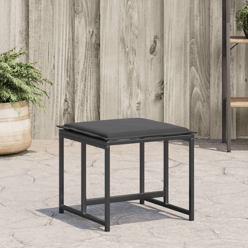 vidaXL Garden Stools with Cushions 4 pcs Black Steel and Textilene