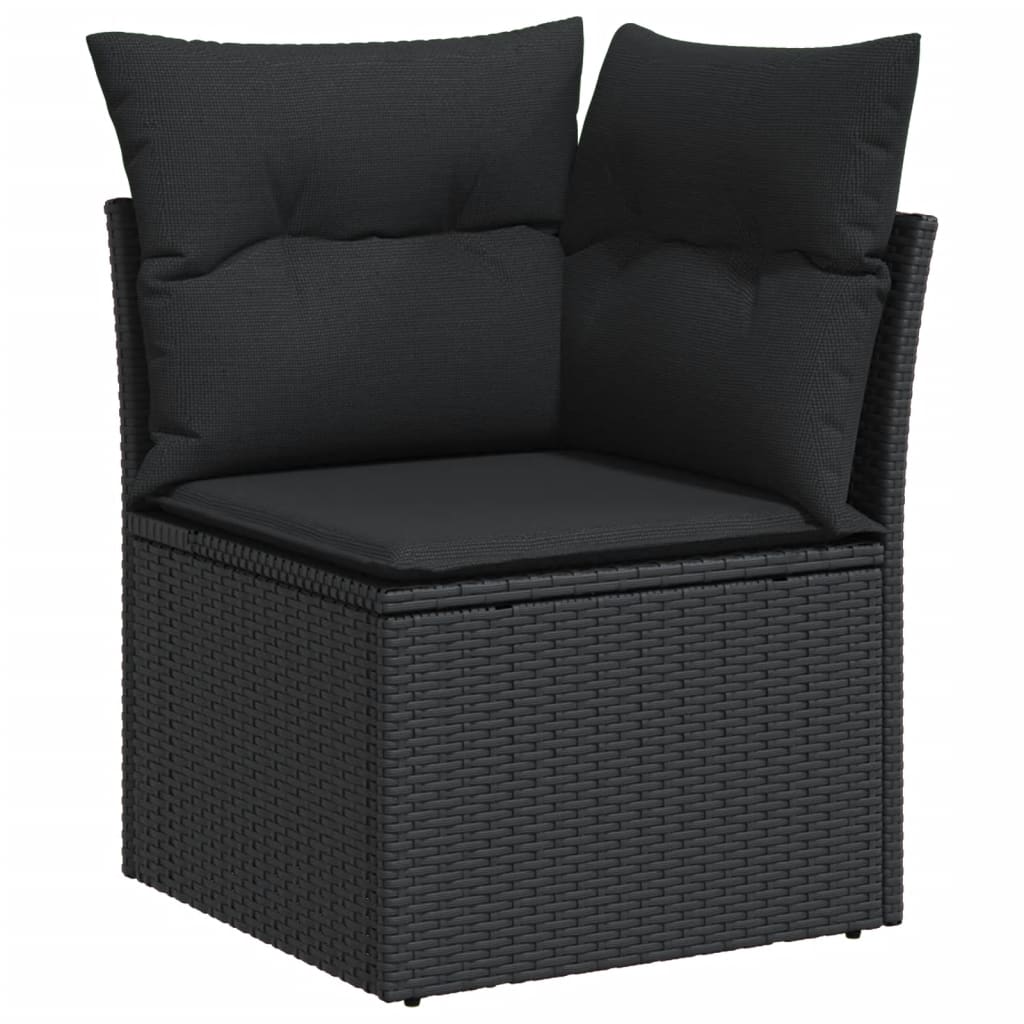 vidaXL 4 Piece Garden Sofa Set with Cushions Black Poly Rattan