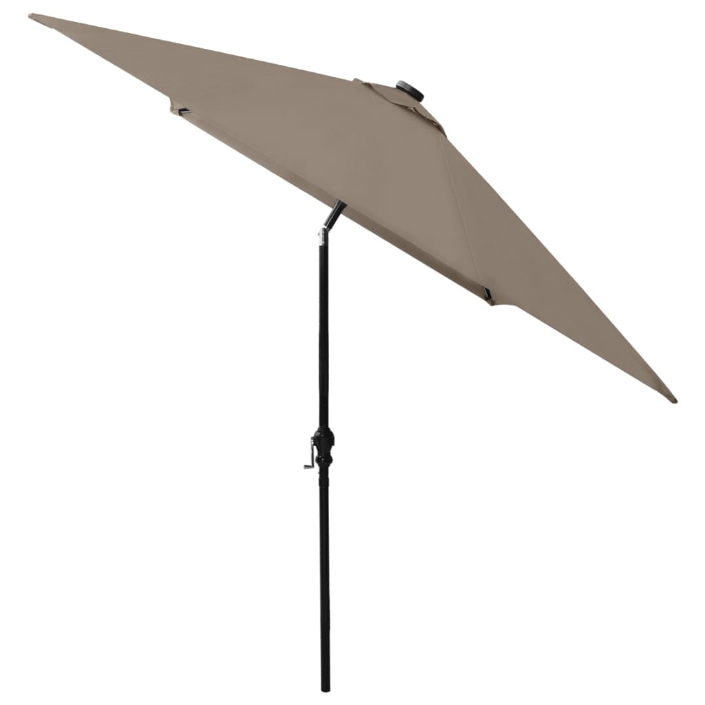 vidaXL Garden Parasol with LEDs and Steel Pole Taupe 2x3 m