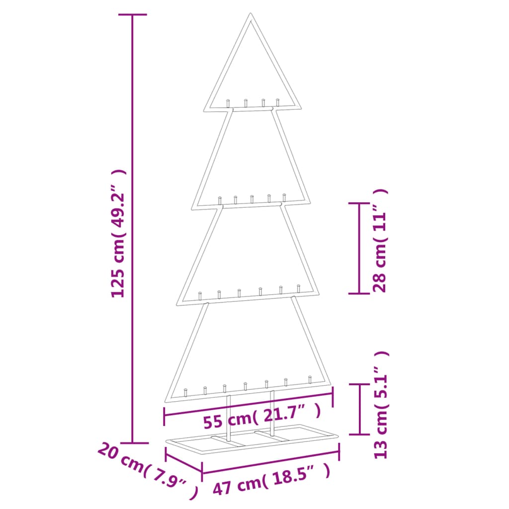 vidaXL Metal Christmas Tree for Decoration Black 125 cm