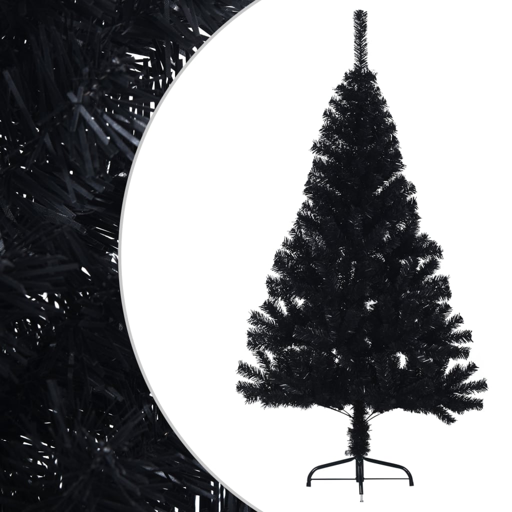 vidaXL Artificial Half Christmas Tree with Stand Black 120 cm PVC