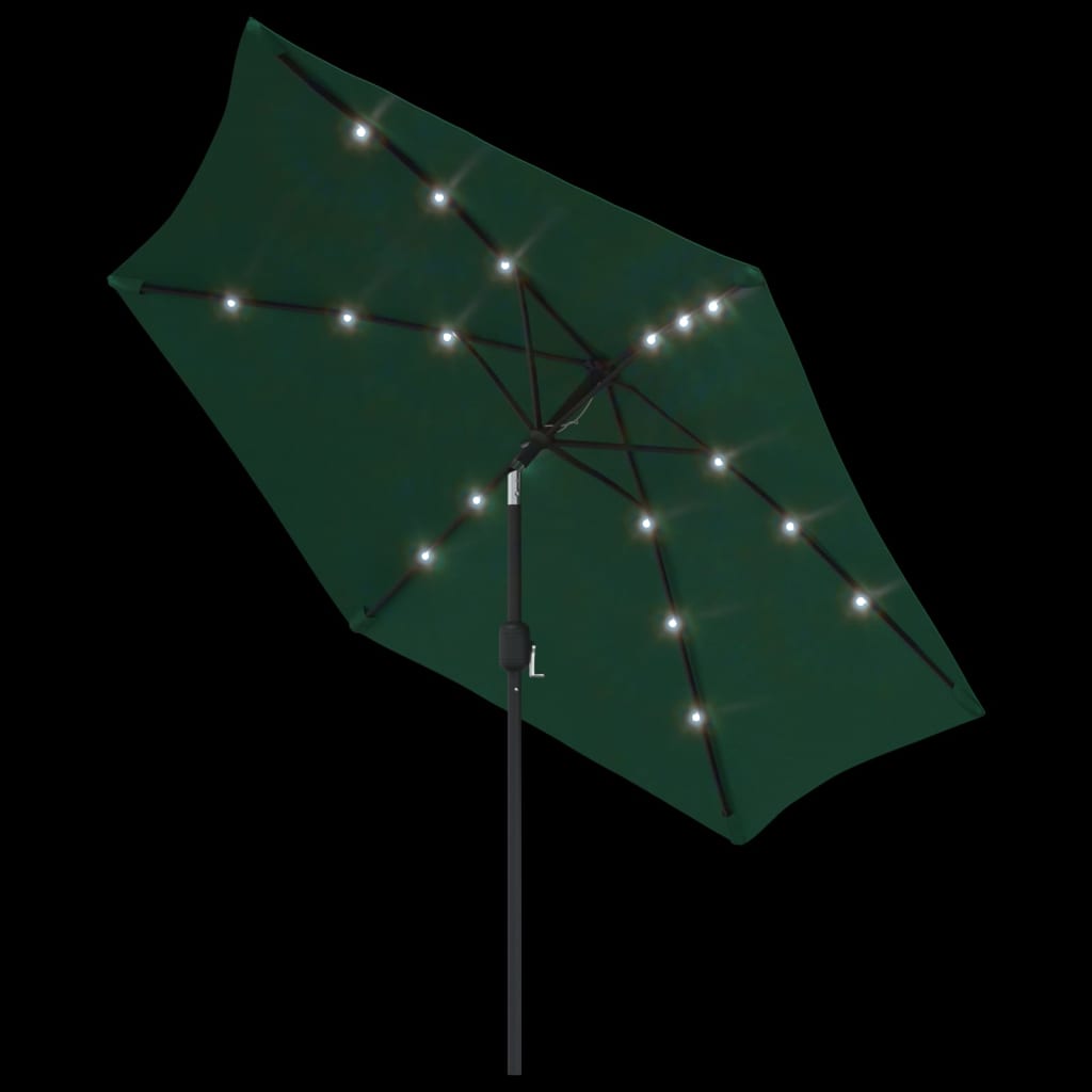 vidaXL LED Cantilever Garden Parasol 3 m Green