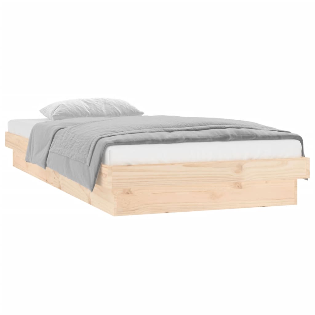 vidaXL LED Bed Frame without Mattress Single Solid Wood