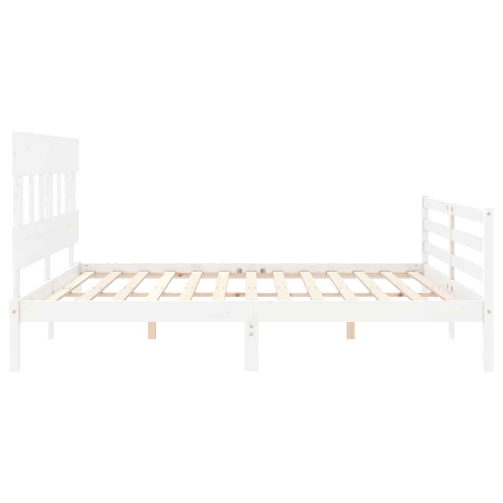 vidaXL Bed Frame without Mattress White Super King Size Solid Wood