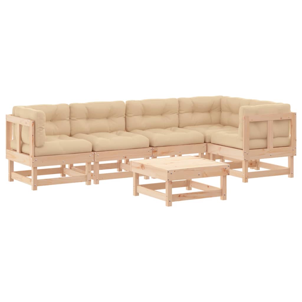 vidaXL 6 Piece Garden Lounge Set with Cushions Solid Wood