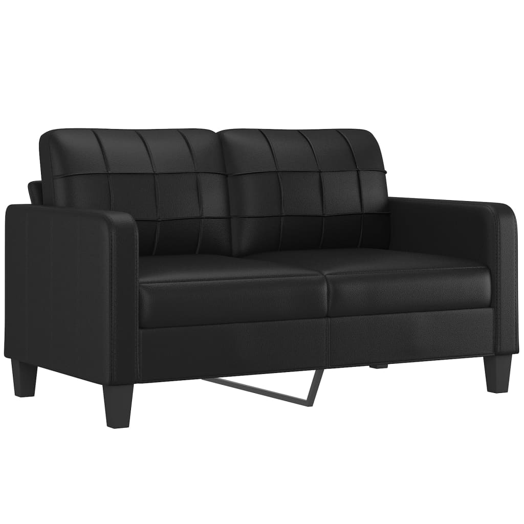 vidaXL 2-Seater Sofa with Throw Pillows Black 140 cm Faux Leather