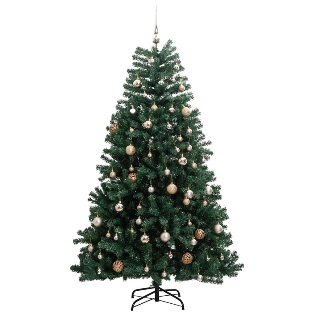 vidaXL Artificial Hinged Christmas Tree 300 LEDs & Ball Set 180 cm