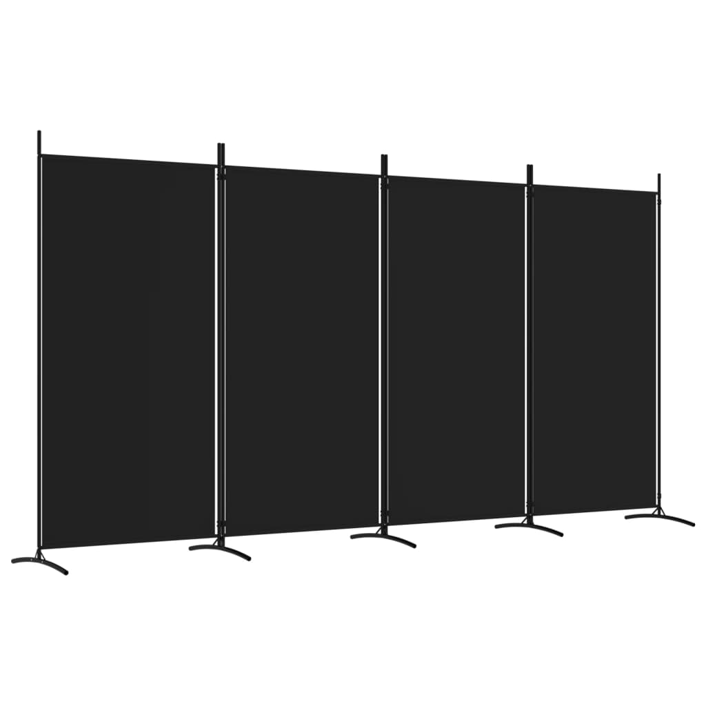 vidaXL 4-Panel Room Divider Black 346x180 cm Fabric