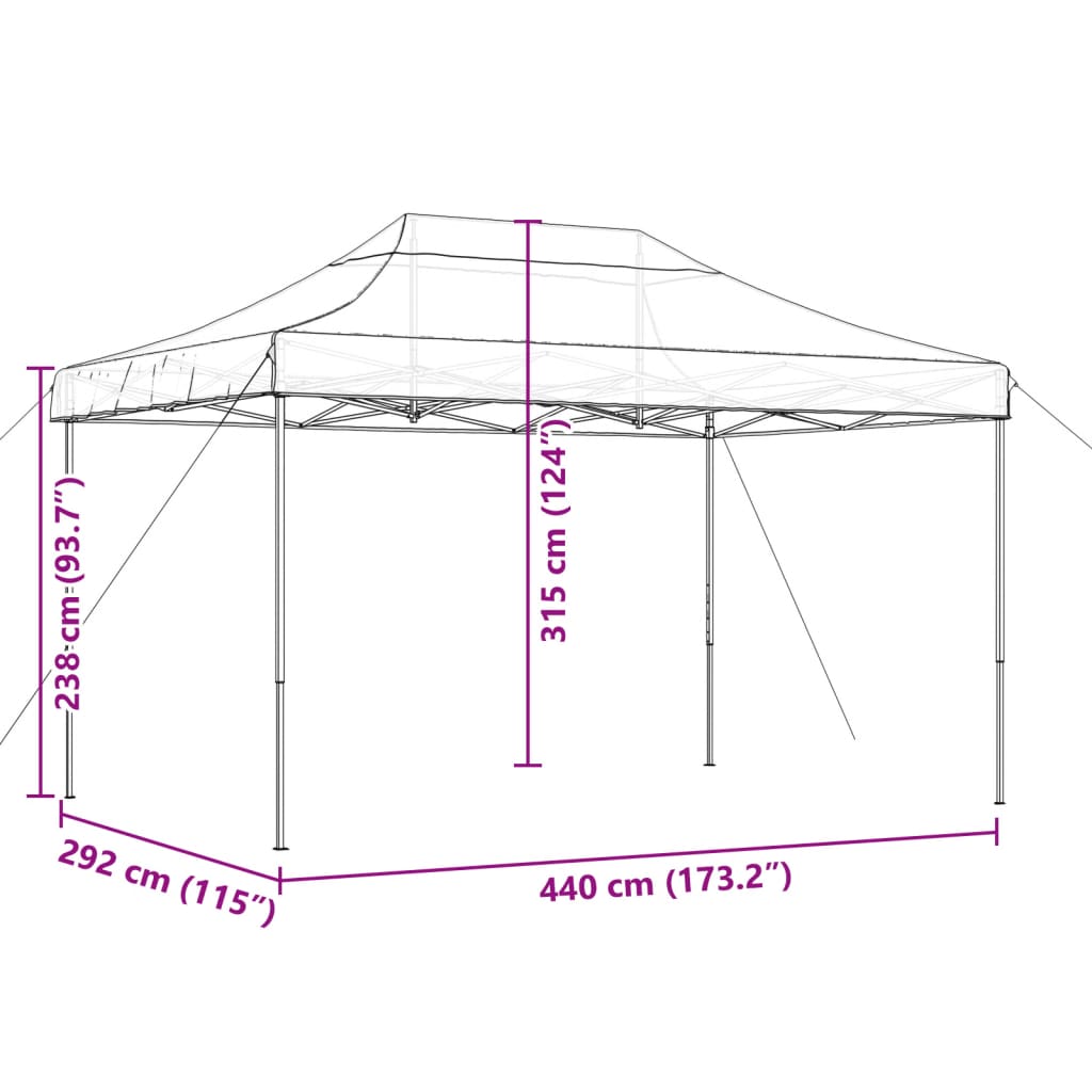 vidaXL Foldable Party Tent Pop-Up Beige 440x292x315 cm