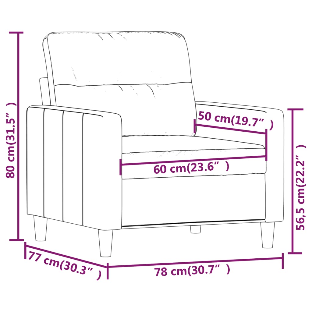 vidaXL Sofa Chair Dark Grey 60 cm Fabric