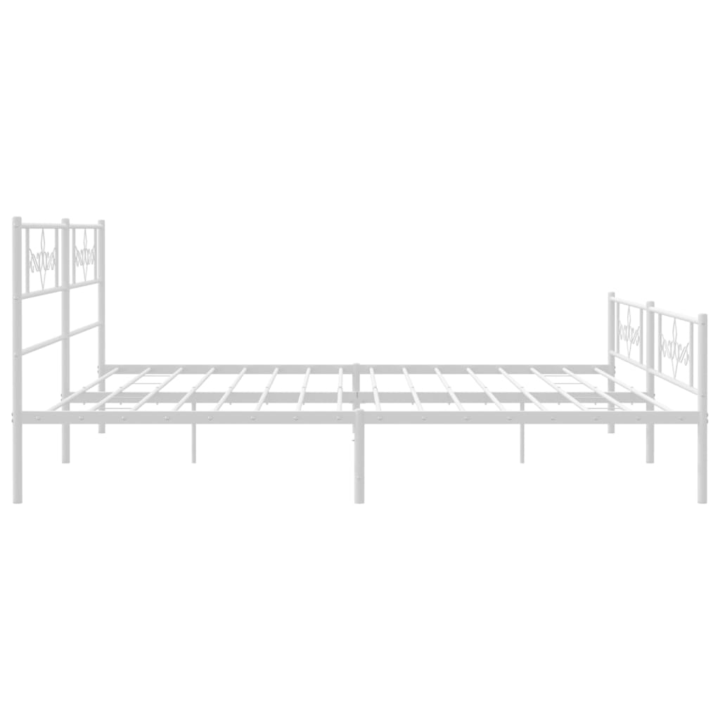 vidaXL Metal Bed Frame without Mattress with Footboard White 180x200 cm Super King