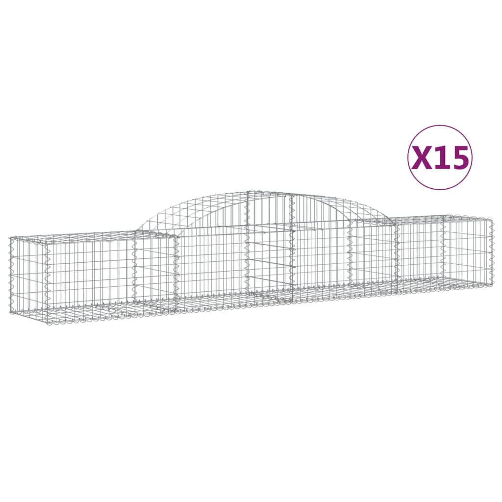 vidaXL Arched Gabion Baskets 15 pcs 300x50x40/60 cm Galvanised Iron