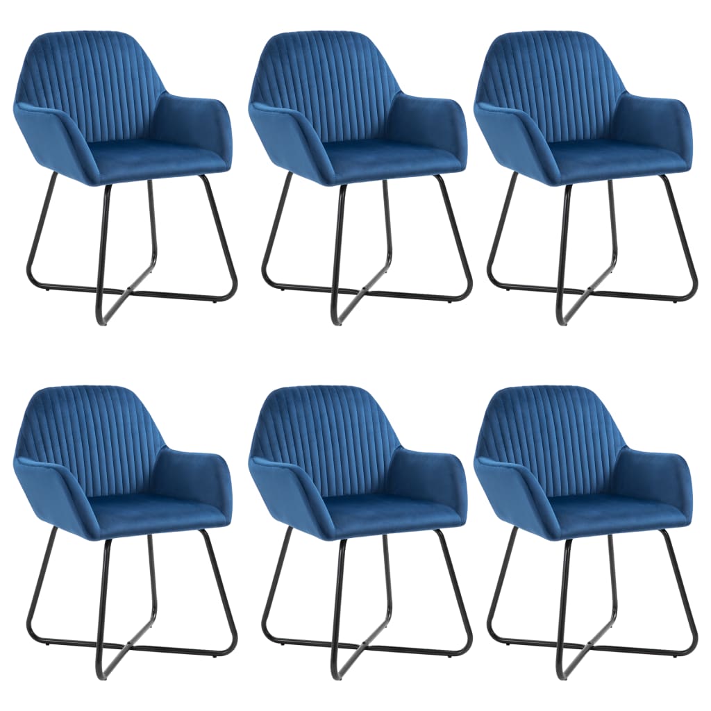 vidaXL Dining Chairs 6 pcs Blue Velvet