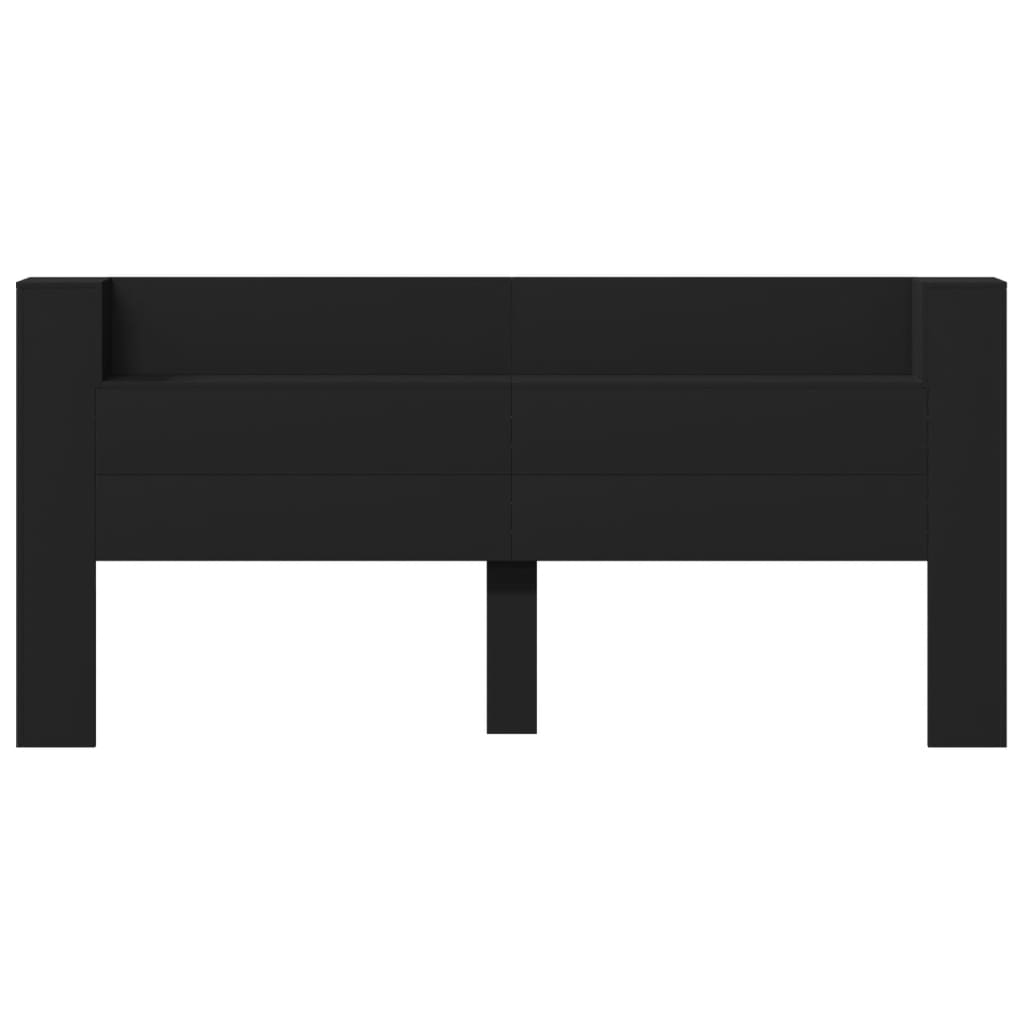 vidaXL Headboard Cabinet with LED Black 220x16.5x103.5 cm