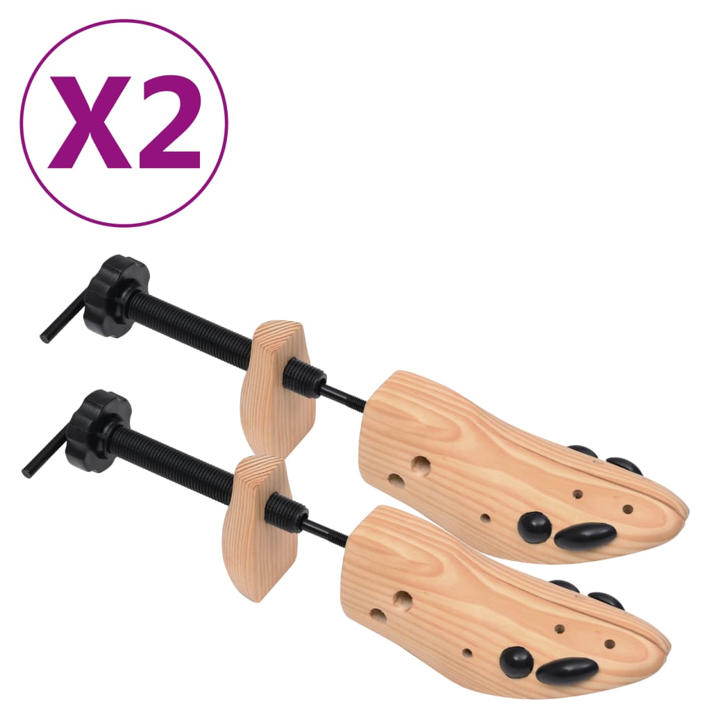 vidaXL Shoe Trees 2 Pairs Size 41-46 Solid Pine Wood