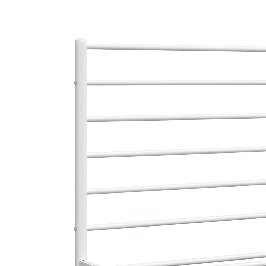 vidaXL Metal Bed Frame without Mattress with Footboard White 180x200 cm Super King