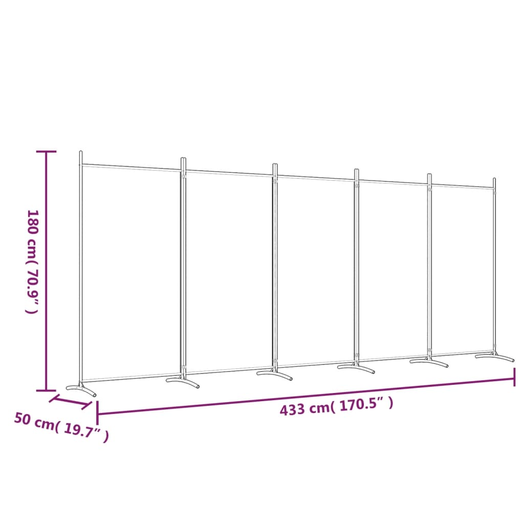 vidaXL 5-Panel Room Divider Anthracite 433x180 cm Fabric