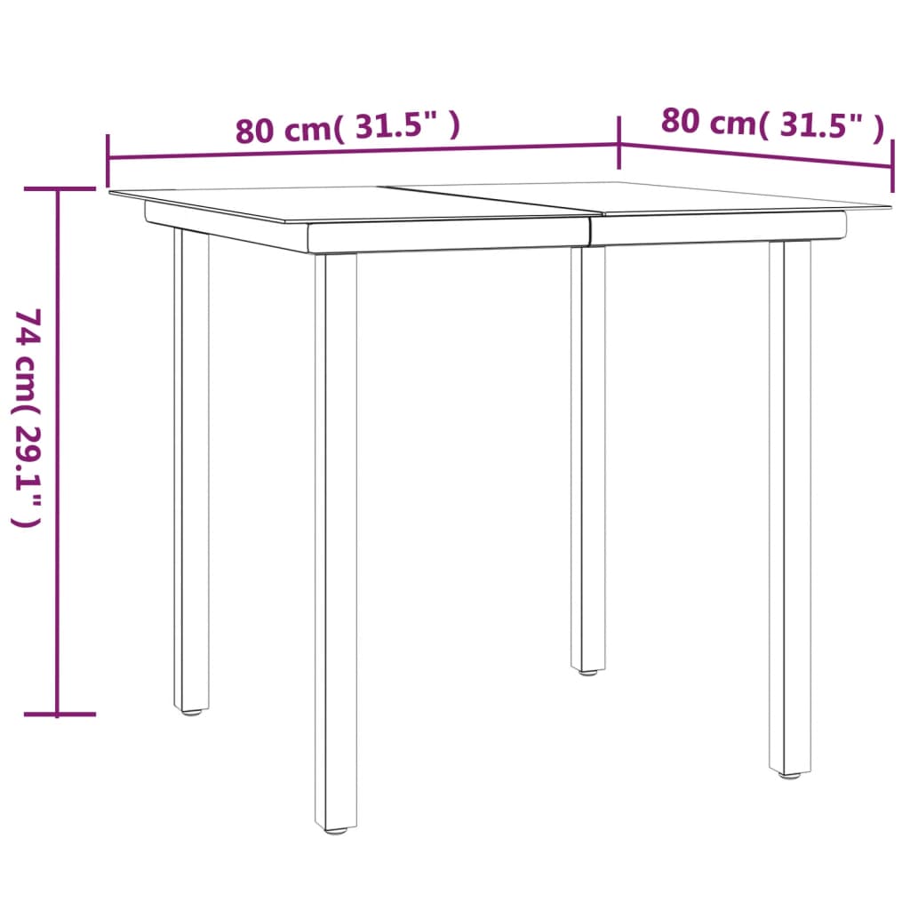 vidaXL 3 Piece Garden Dining Set with Cushions Black and Grey Poly Rattan