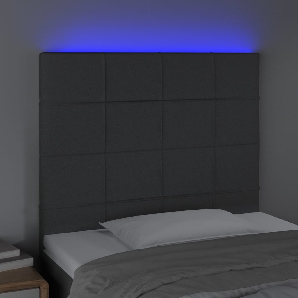 vidaXL LED Headboard Dark Grey 100 cm Fabric