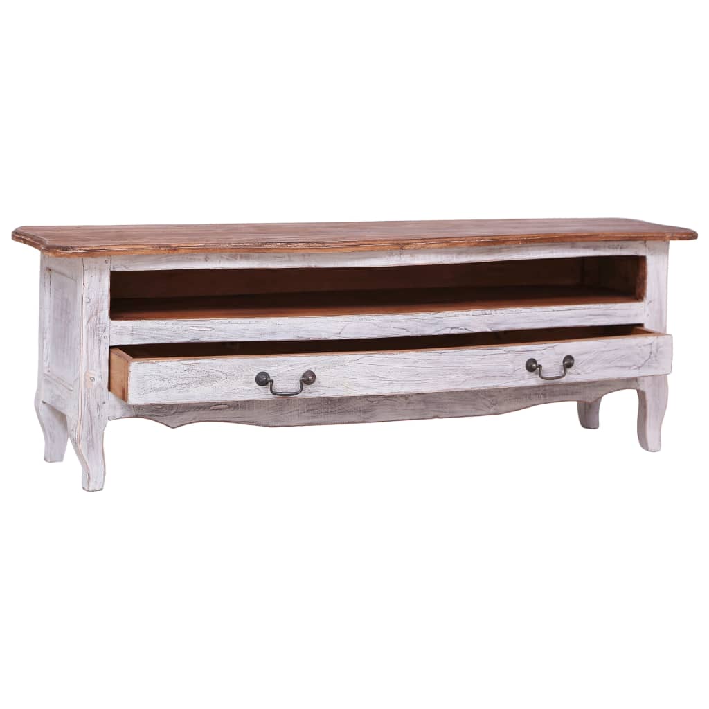 vidaXL TV Cabinet 120x30x40 cm White Solid Mahogany Wood