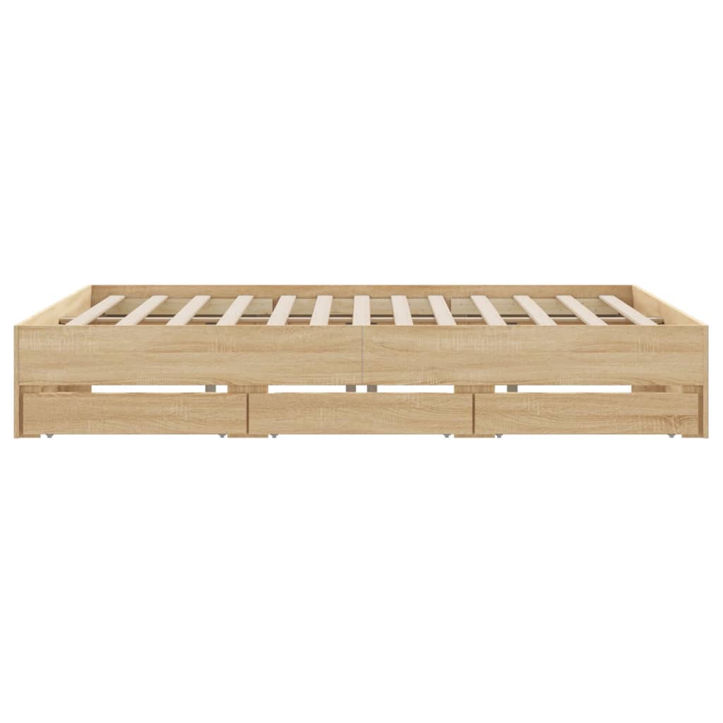 vidaXL Bed Frame with Drawers without Mattress Sonoma Oak 180x200 cm Super King