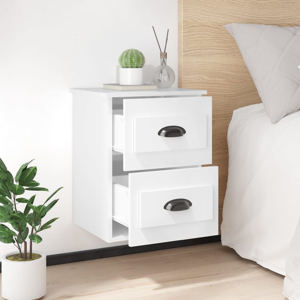 vidaXL Wall-mounted Bedside Cabinets 2 pcs High Gloss White 41.5x36x53cm