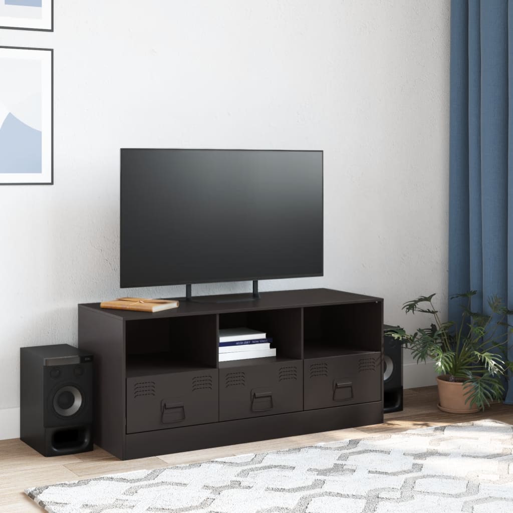 vidaXL TV Cabinet Black 99x39x44 cm Steel