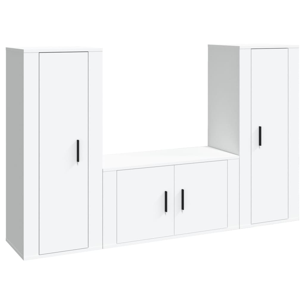 vidaXL 3 Piece TV Cabinet Set White Engineered Wood