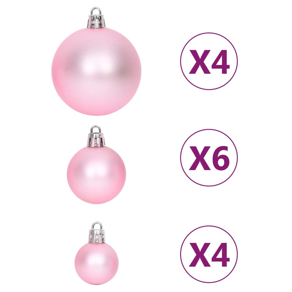 vidaXL 108 Piece Christmas Bauble Set White and Pink