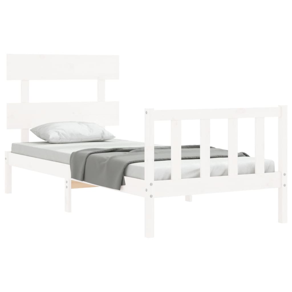 vidaXL Bed Frame without Mattress White Single Solid Wood Pine