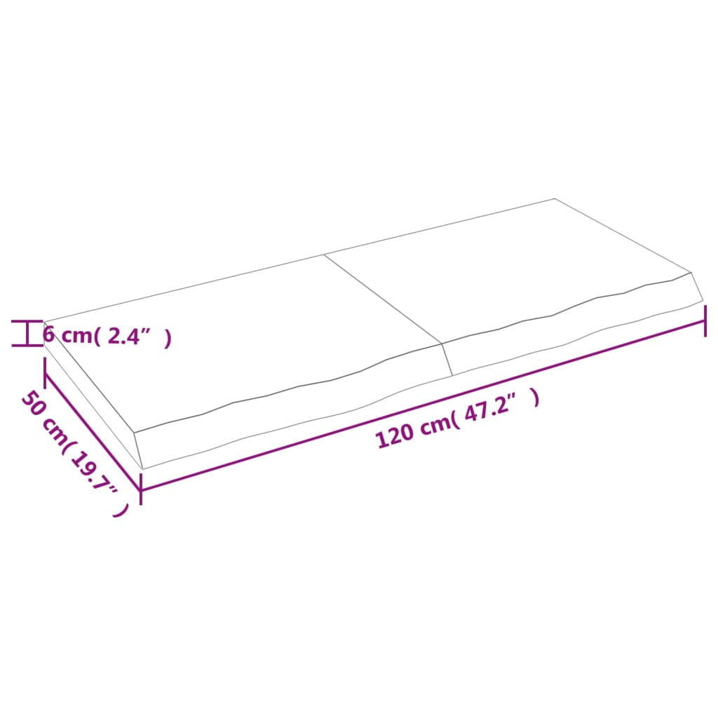 vidaXL Table Top Dark Brown 120x50x(2-6) cm Treated Solid Wood Oak