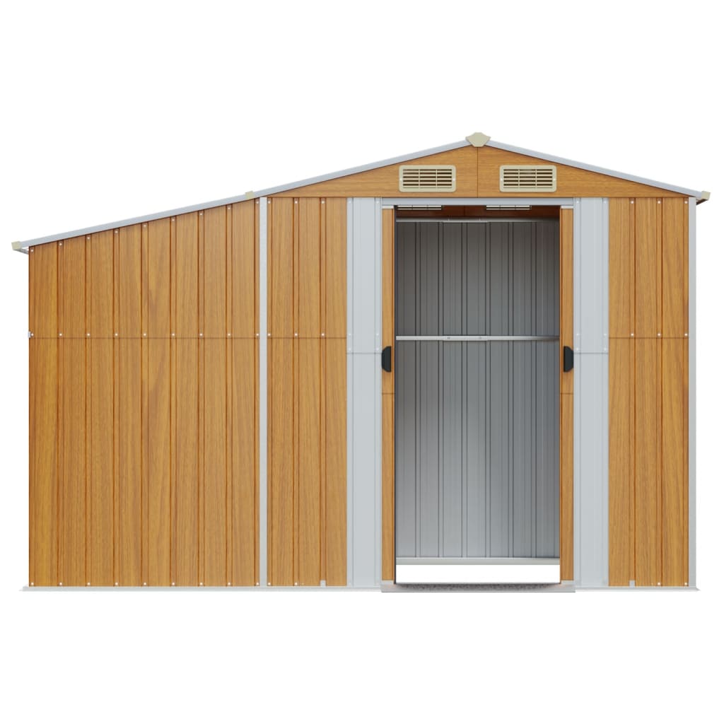 vidaXL Garden Shed Brown 277x93x179 cm Galvanised Steel