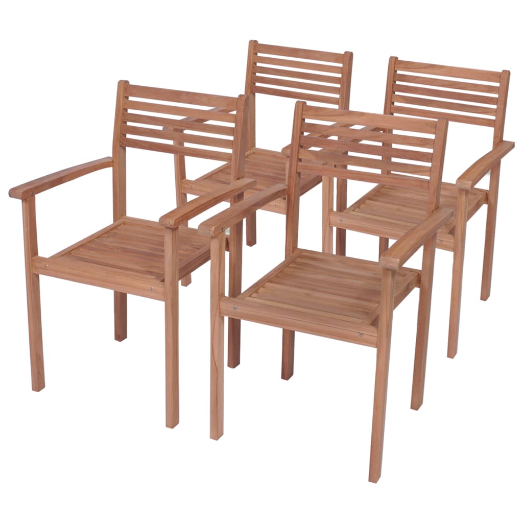 vidaXL Garden Chairs 4 pcs with Grey Cushions Solid Teak Wood