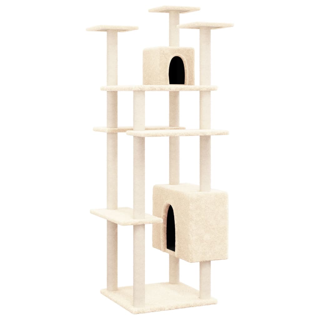 vidaXL Cat Tree with Sisal Scratching Posts Cream 162 cm