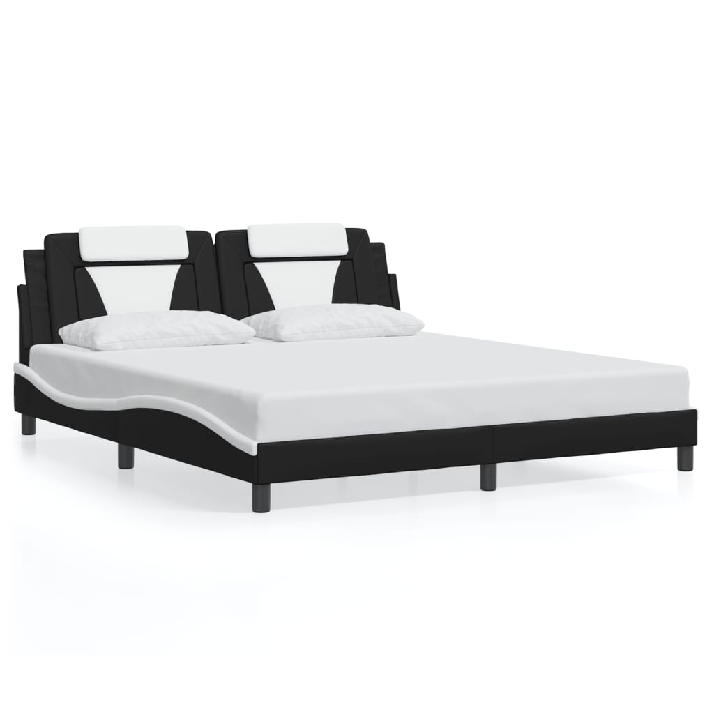 vidaXL Bed Frame with LED without Mattress Black and White 183x203 cm King