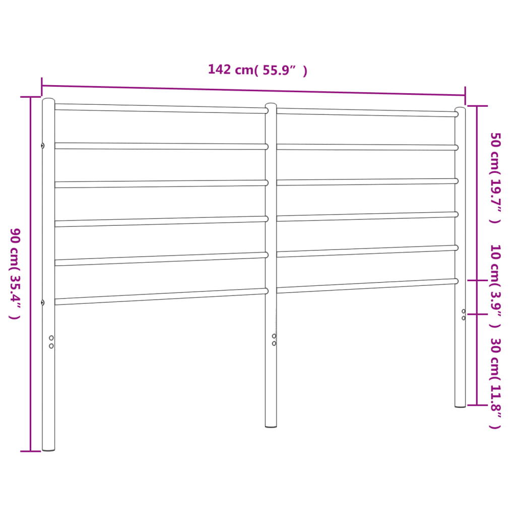 vidaXL Metal Headboard Black 135 cm