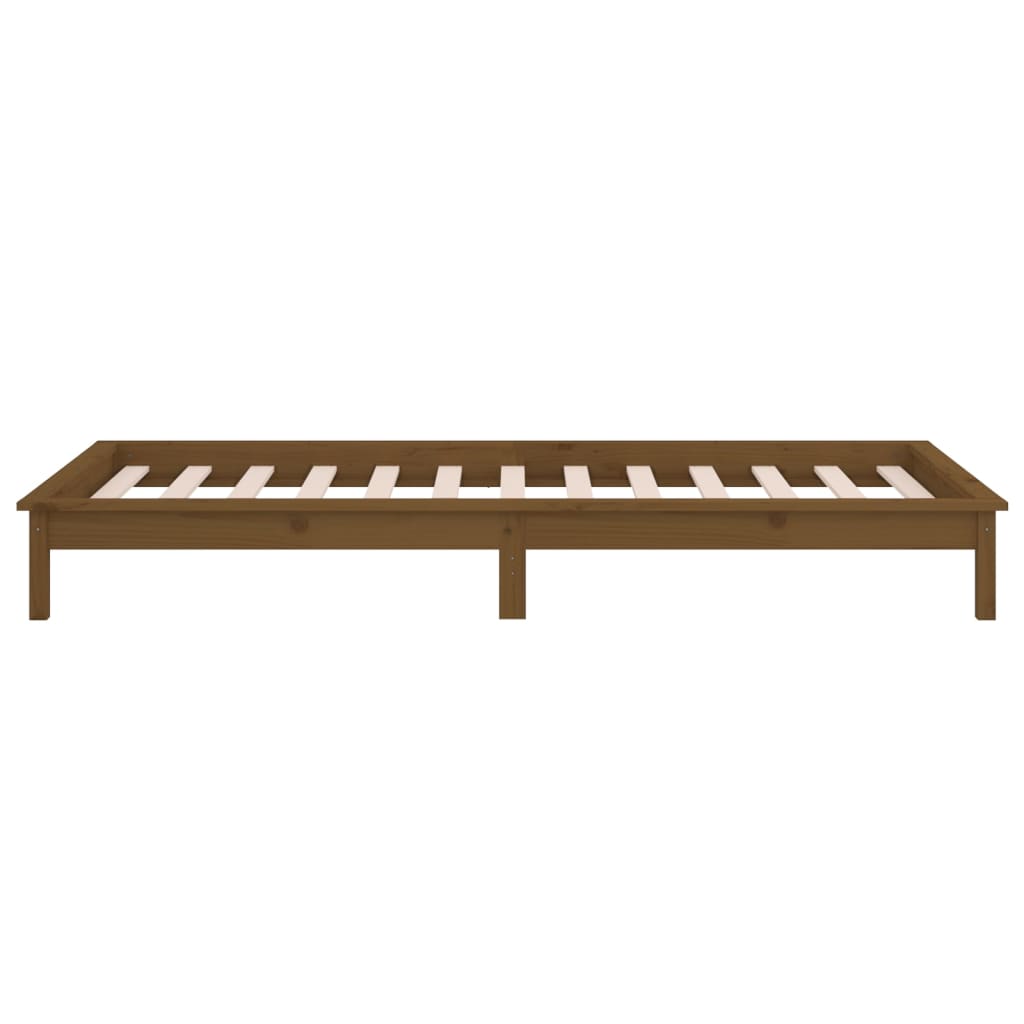 vidaXL LED Bed Frame without Mattress Honey Brown 90x190 cm Single Solid Wood