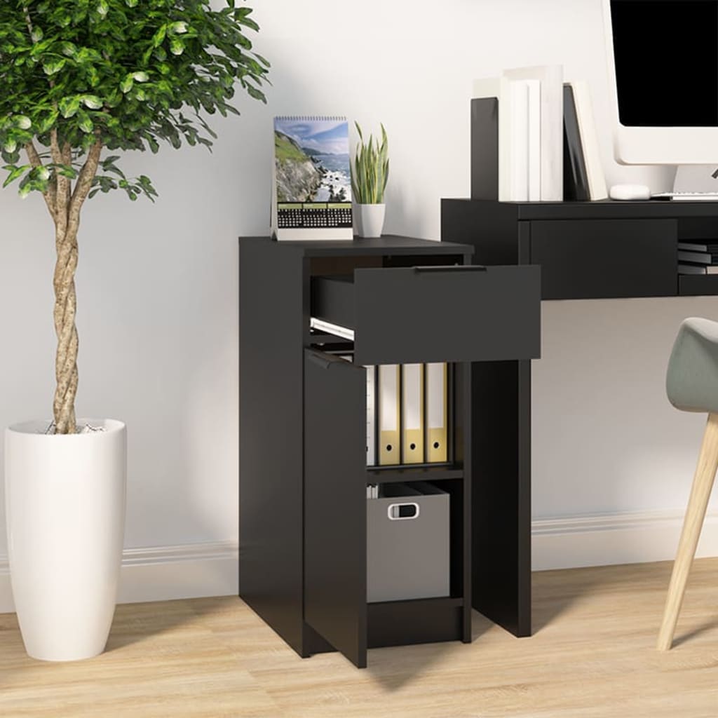 vidaXL Desk Cabinet Black 33.5x50x75 cm Engineered Wood