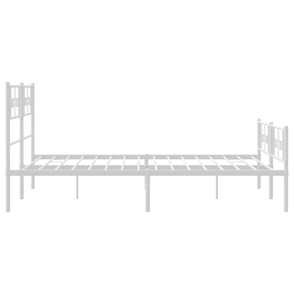 vidaXL Metal Bed Frame without Mattress with Footboard White 150x200 cm King Size